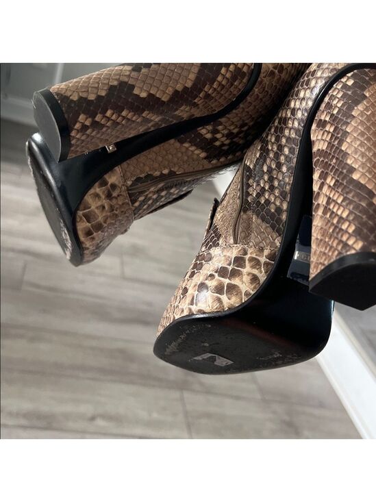 Gucci Snake-Print Over-the-Knee Boot horsebit hardware Brown Taupe size 37.5/ 7 - Picture 12 of 14